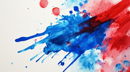 splash of watercolor paint mixing blue and red on paper generative ai