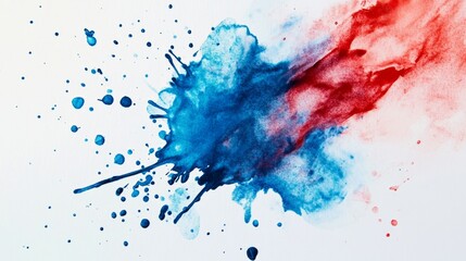 splash of watercolor paint mixing blue and red on paper generative ai