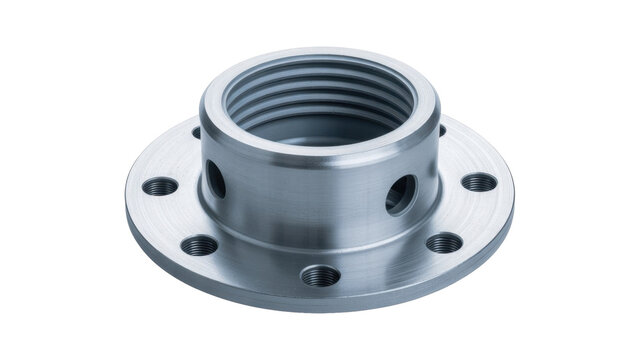 Metal Flange with Threads and Holes - Powered by Adobe