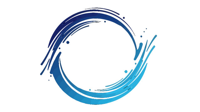 Abstract Blue Water Splash Circle Ring, isolated white background