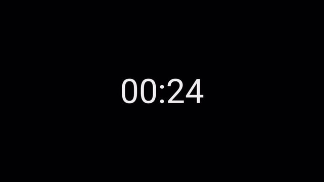 30 second countdown timer animation from 30 seconds to 0 seconds on a transparent background, thirty seconds countdown timer with alpha channel in 4k