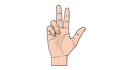 A minimalist vector graphic of a hand showing three fingers