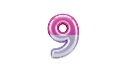 Number 9 Balloon with Pink and Purple Gradient