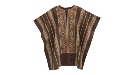 Andean poncho in brown with traditional design