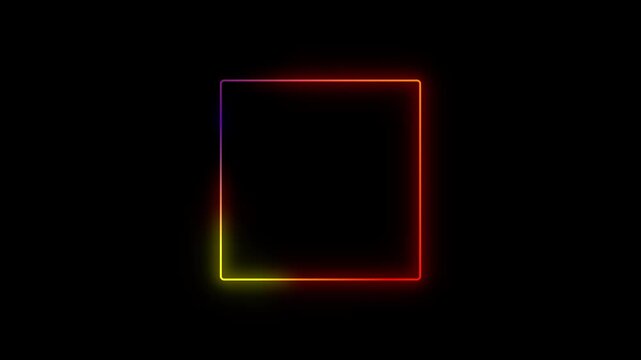 RGB neon glow frame animation on transparent. square gradient outline frame.
