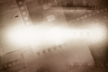 Film negatives brown background