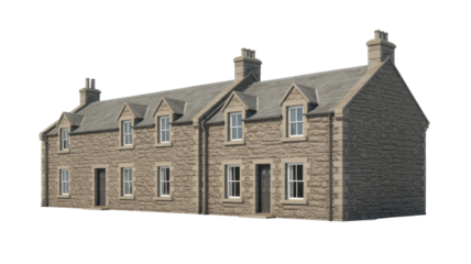 Stone row houses with dormer windows