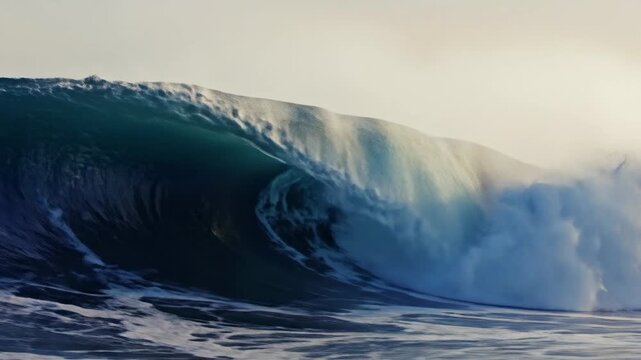 Majestic Ocean Wave Crashing in Sunlit Surf with Epic Seascape Power.