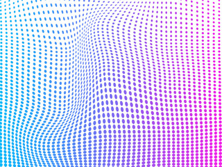 Naklejka premium Color halftone corner gradient texture. color for banner, web site, poster, bussines card, visualization big data.Vanishing cartoon polka dot background. Dotted corner gradation pattern. Fading comic.