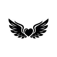 Obraz premium Black heart with Page wings illustration Page design element