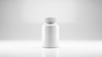 White Plastic Pill Bottle on a Clean White Background.