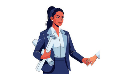 Professional businesswoman shaking hands with colleague or client