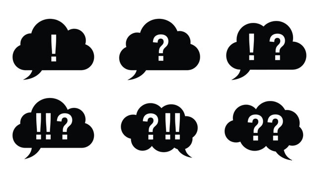 Black speech bubbles with question and exclamation marks a striking silhouette - Powered by Adobe