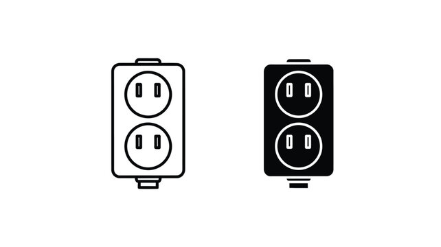 Two electrical outlets in black and white a minimalist silhouette