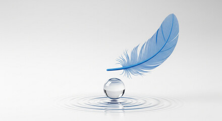feather on blue background