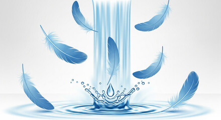 blue feather on blue background