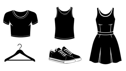 Basic fashion essentials isolated on white background, Vector