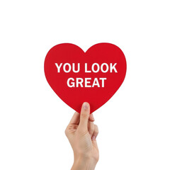 Heart shaped note of encouragement isolated on transparent background