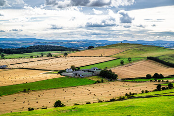 Fototapeta premium Scotish fields and farms, Southeast Scotland, UK