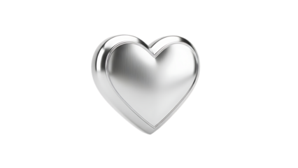 Shiny silver heart isolated on transparent background