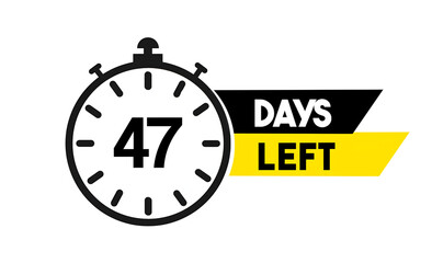 47 Days Left Countdown Timer Stopwatch Deadline Concept Graphic