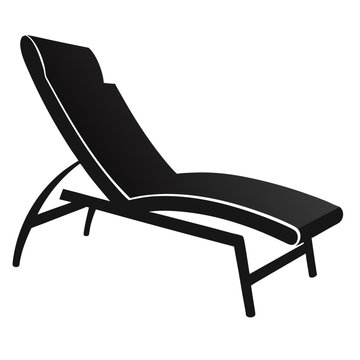 Title: Black modern lounge chair with sleek and curved backrest on a white background