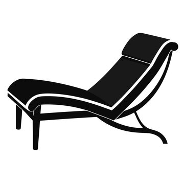 Title: Black minimalist lounge chair with curved backrest and armrests on a white background