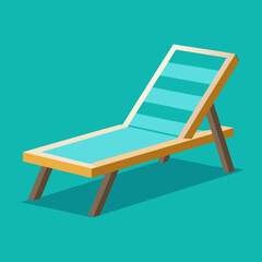 Title: A yellow and brown wooden deck chair with a reclined backrest and a flat seat