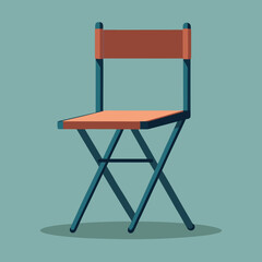 Title: A red and black folding chair with a simple and a flat seat and backrest front