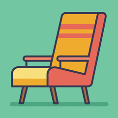 Title: A colorful recliner chair with a gradient backrest and armrests on a light green background