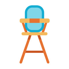 Title: A colorful of a chair with a blue seat and yellow and orange legs and armrests