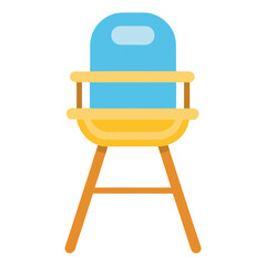 Title: A colorful of a chair with a blue seat and yellow legs and armrests