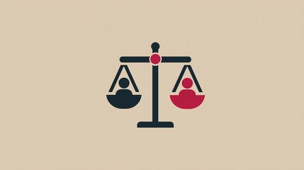 Balancing act between two equal human figures on scales