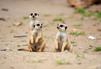 A view of some Meerkats sitting in a line