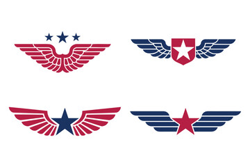 Four Winged Emblems with Stars and Shields