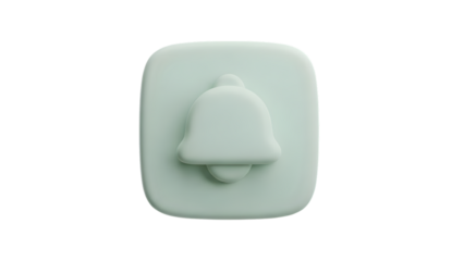 Minimal 3D notification icon with smooth matte surface, soft geometry, neutral pastel color, modern UI asset, isolated
