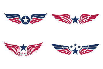 Four Winged Star Emblem Variations Wings Logo