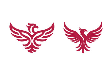 Obraz premium Two Stylized Red Phoenix Logos