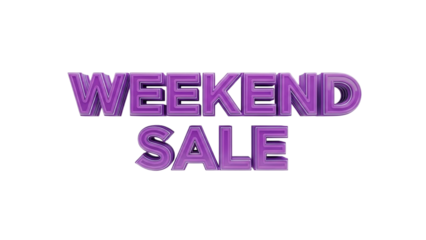Catchy 3D Purple Weekend Sale Typography for Retail Marketing and Shopping Event Promotions