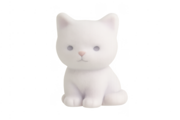 Cute white kitten toy figurine sitting 3d rendering