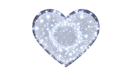Glittery heart shape isolated on transparent background