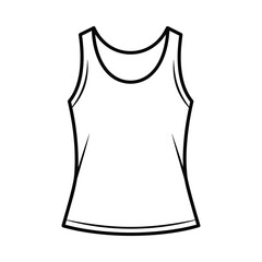 Simple Line Drawing of a Tank Top