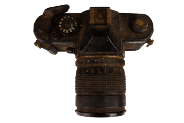 dust dirt film camera old isolated on white background