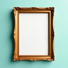 Gold painted wooden picture frame, simple style, frame, gold paint