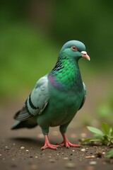 Green pigeon in natural habitat, vibrant plumage, avifauna, conservation