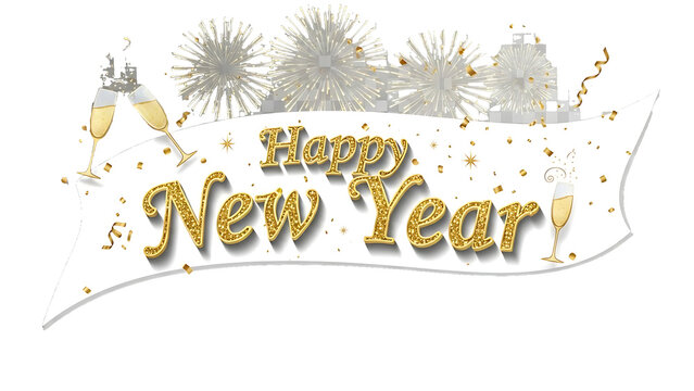 Happy New year baneer on a transparent background, cut out 