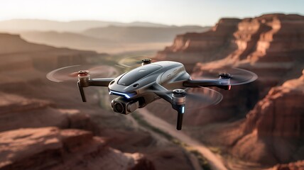 High-Tech Drone Capturing Canyon Views - Aerial Exploration and Filming