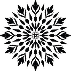 Intricate black geometric mandala pattern.
