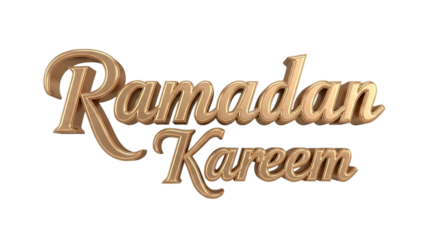 Elegant Rose Gold Script 3D Ramadan Kareem Text for Luxury Islamic Holiday Greetings and Festive Designs
