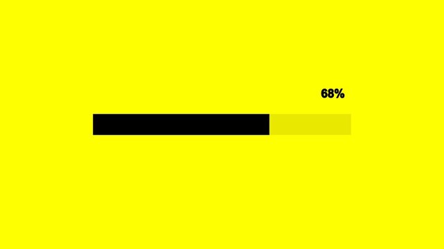Simple loading bar animation. Loading Bar Animation progress animation isolated on a yellow background